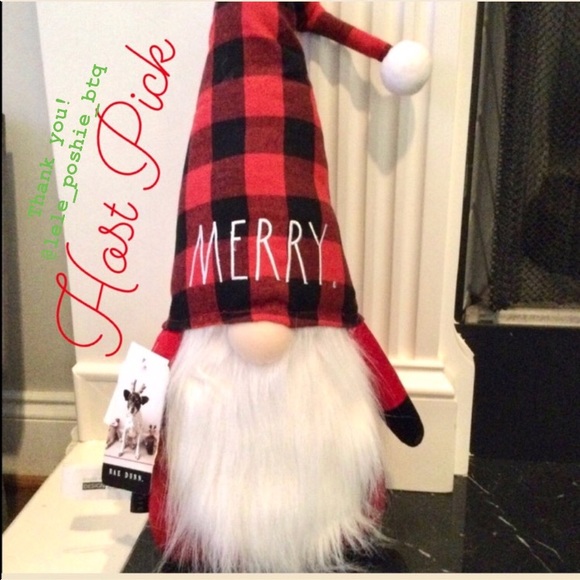 Rae Dunn Other - ✨HP✨ RAE DUNN Plush Gnome MERRY Red Buffalo Check